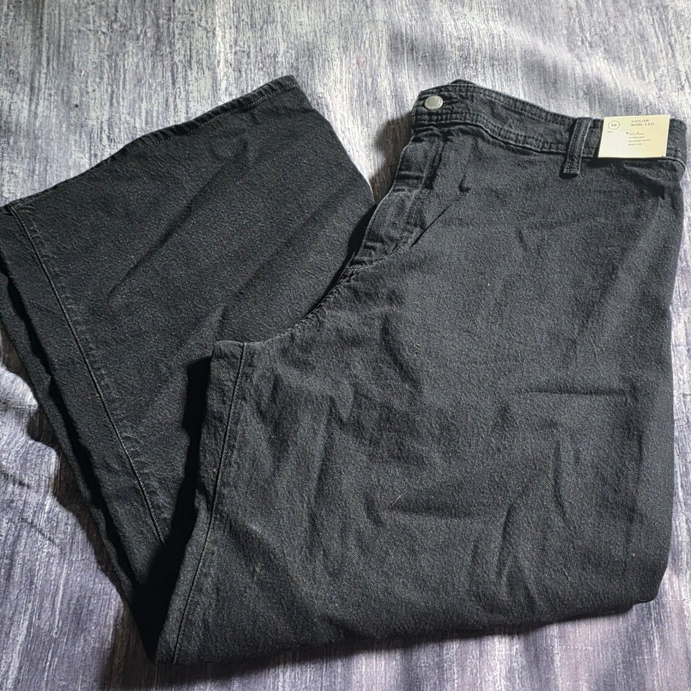 Universal Thread Sailor Wide Leg Jeans Black High Rise Size 16R NEW